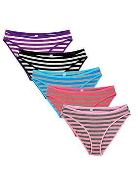 Nightaste Womens Cotton Thongs Panties Multi-Pack Color Stripes G-Strings Underwear